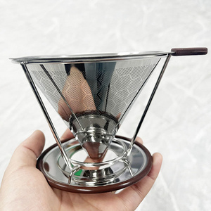 Pour Over Coffee Dripper stainless steel slow drip coffee filter metal Cone Dripper with Removable Cup