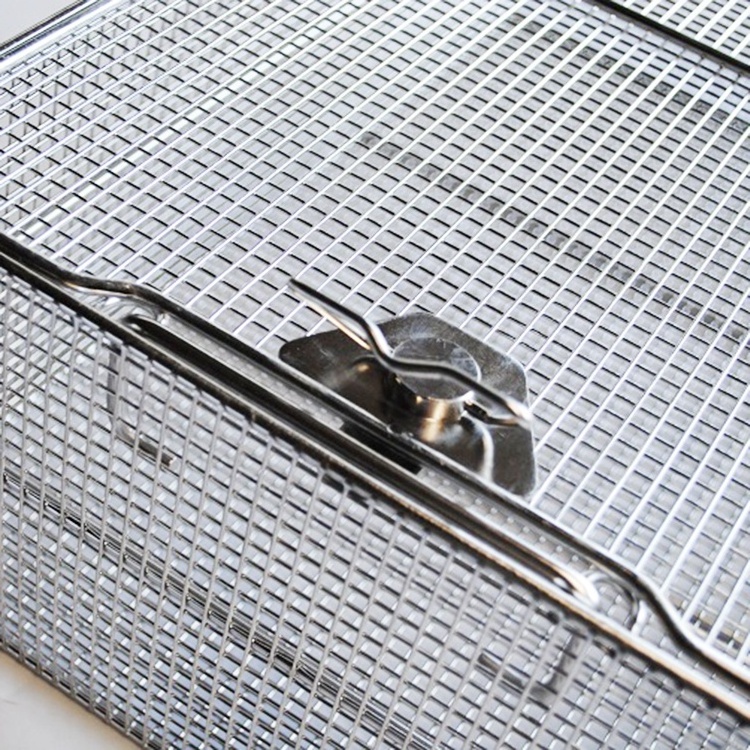 Stainless Steel Instrument Tray and Woven Wire Mesh Baskets Sterilization Tray Disinfection Basket Sterilization Basket