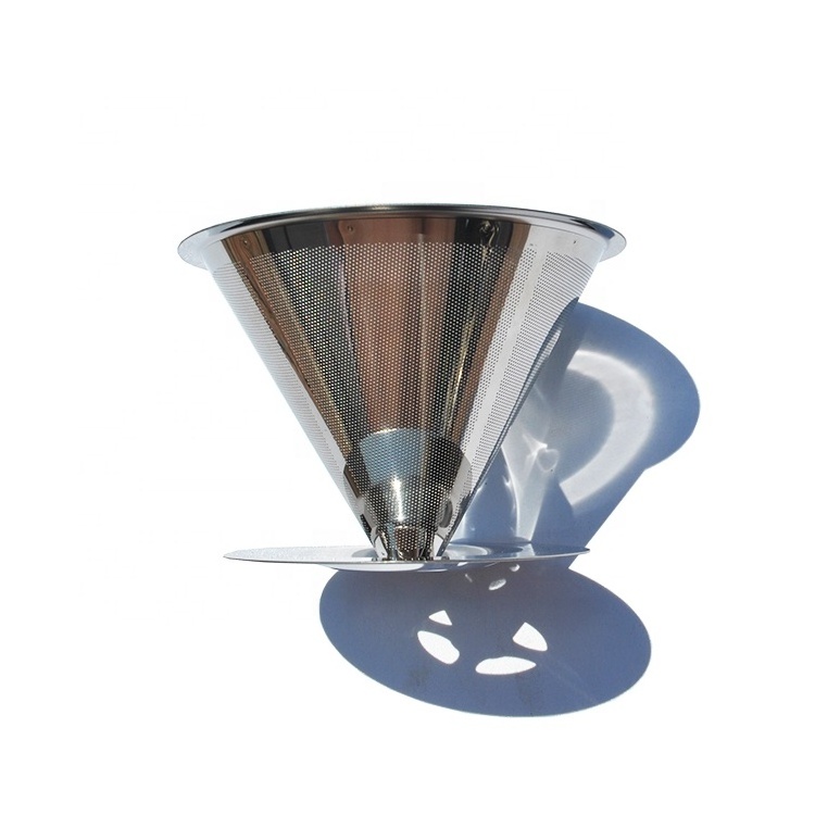 Portable Custom Metal Mesh Coffee Maker Pour Over Stainless Steel 304 Coffee Filter Coffee Dripper Reusable Cone Filter