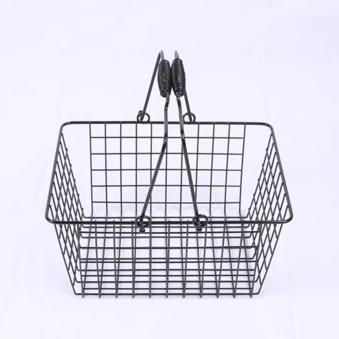 hot sale black golden silver rose gold metal wire mesh storage shopping small basket for daily chemical gift snack make-up shop