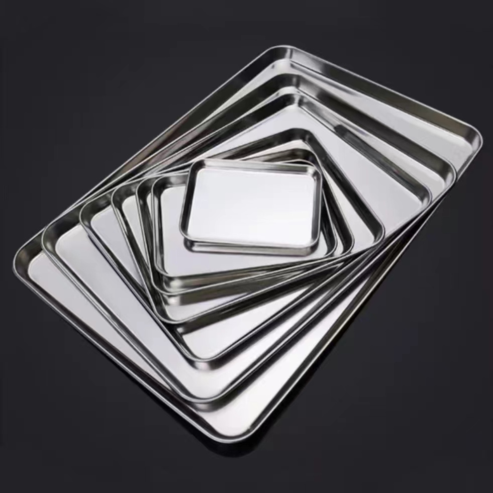 food grade stainless steel oven baking pan tray sheet pallet bread cookies pizza biscuit baking tools accessories mold