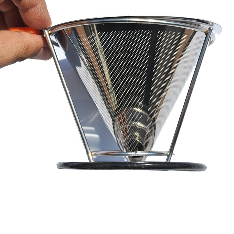 Pour over Coffee Dripper Kit Reusable Stainless Steel Coffee Filter Mesh Metal Drip Coffee Cone Brewer Pourover