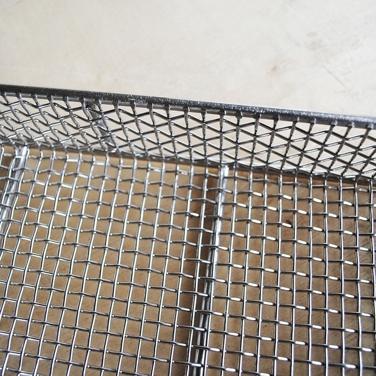 Customized steel basket organizer rectangle stainless steel 304 storage baskets woven wire mesh metal basket