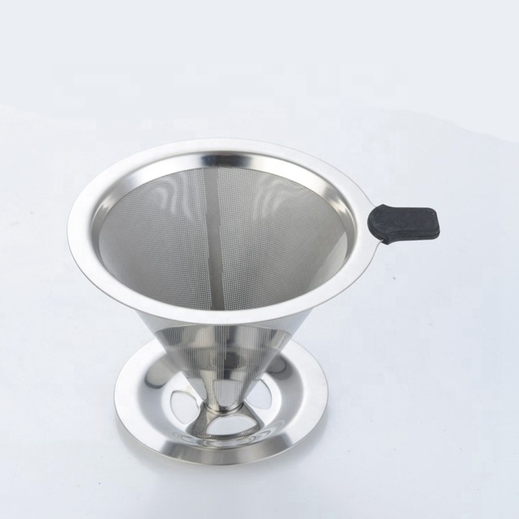 Portable Custom Metal Mesh Coffee Maker Pour Over Stainless Steel 304 Coffee Filter Coffee Dripper Reusable Cone Filter