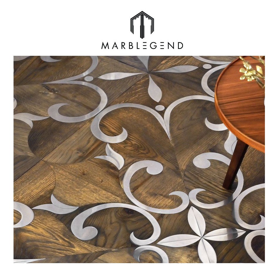 Best price new style metal inlay wood parquet flooring for sale