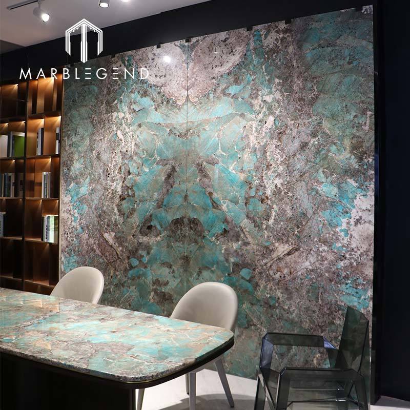 Brazilian luxury amazonite natural stone price table green amazonite Quartzite slab wall panel