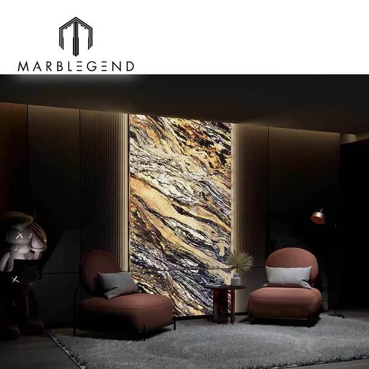 Customized Luxury Stone Marble LED Light Backlit Slabs Tiles Photoelectric Stone For Wall Decoration