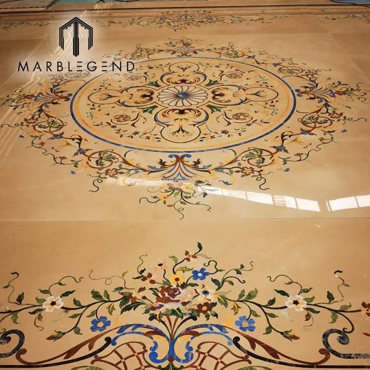 villa decorative luxury waterjet marble tile flooring ceramic marble medallion