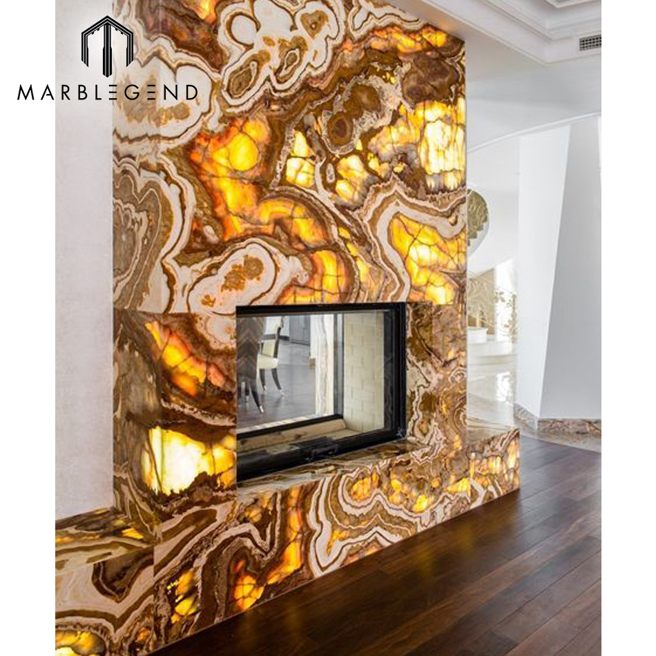 PFM Chinese factory price brown onyx marble luxury translucent backlit onyx wall panel