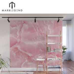 Luxury Backlit Pink Onyx Texture Marble Wall Slab for Villa