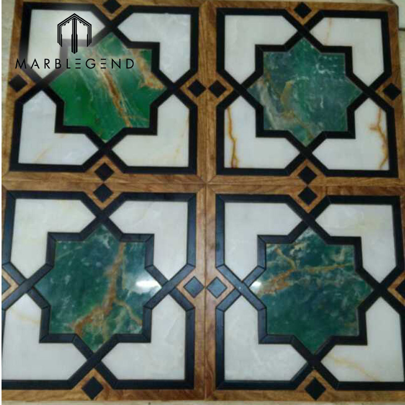 China manufacturer Inlaid Wood Flooring Design Onyx Marble And Wood Floor Combination