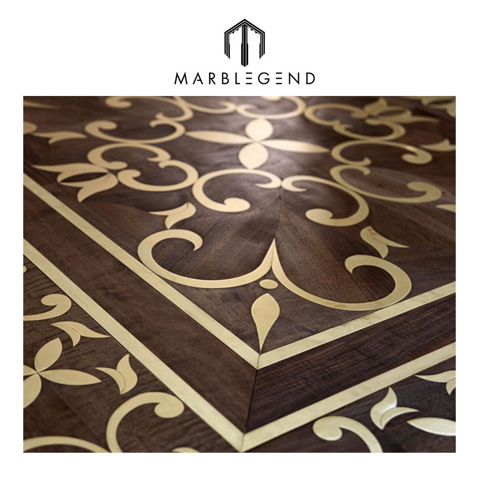 Best price new style metal inlay wood parquet flooring for sale