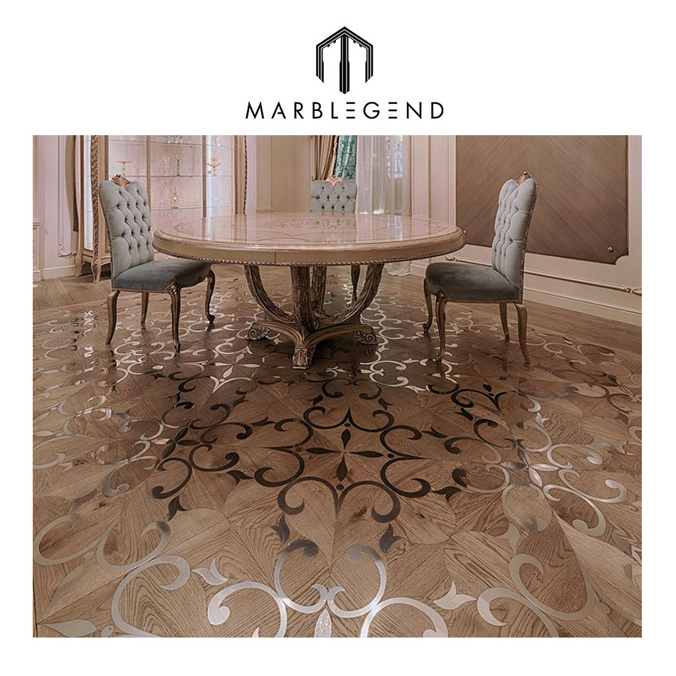 Best price new style metal inlay wood parquet flooring for sale