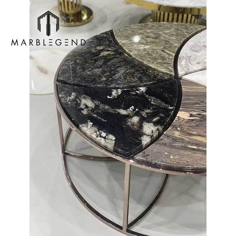 Luxury villa furniture round marble dining table modern center marble top coffee table