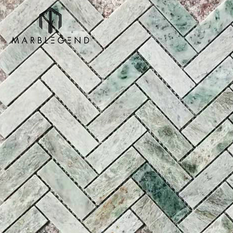 Moroccan Style Ming Green Backsplash Kitchen Tiles Herringbone Tile Bathroom Marble Fishbone Mosaic Tiles