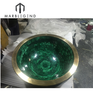 Customize natural Malachite stone semi precious stone home decor