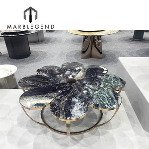 Luxury villa furniture round marble dining table modern center marble top coffee table