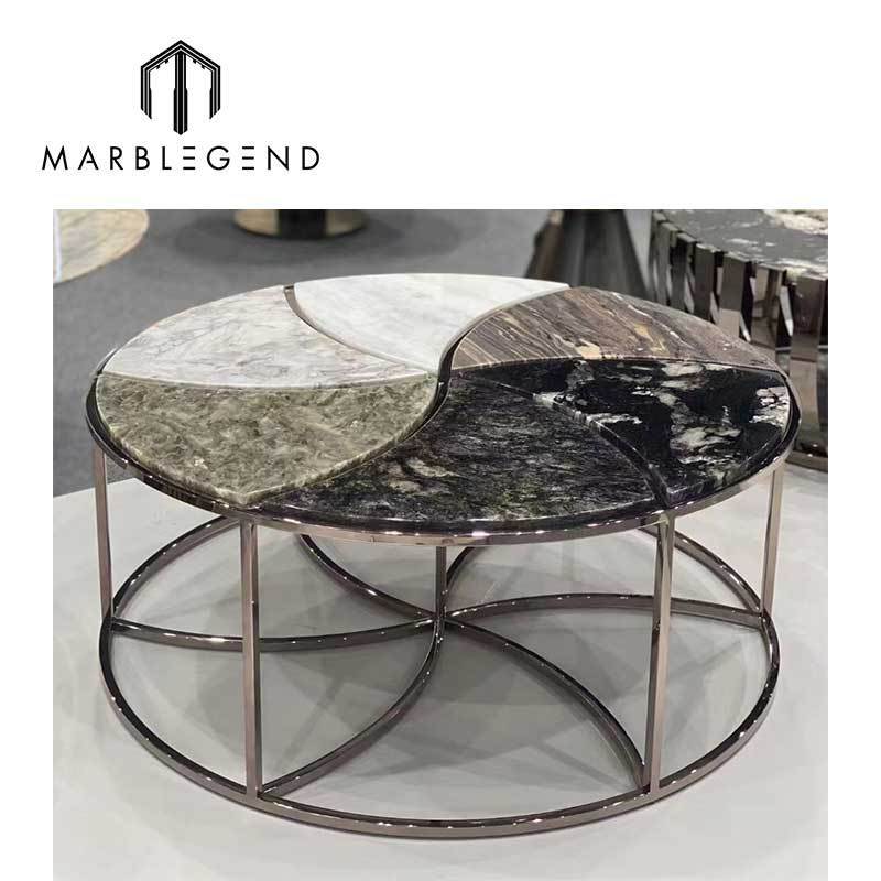 Luxury villa furniture round marble dining table modern center marble top coffee table