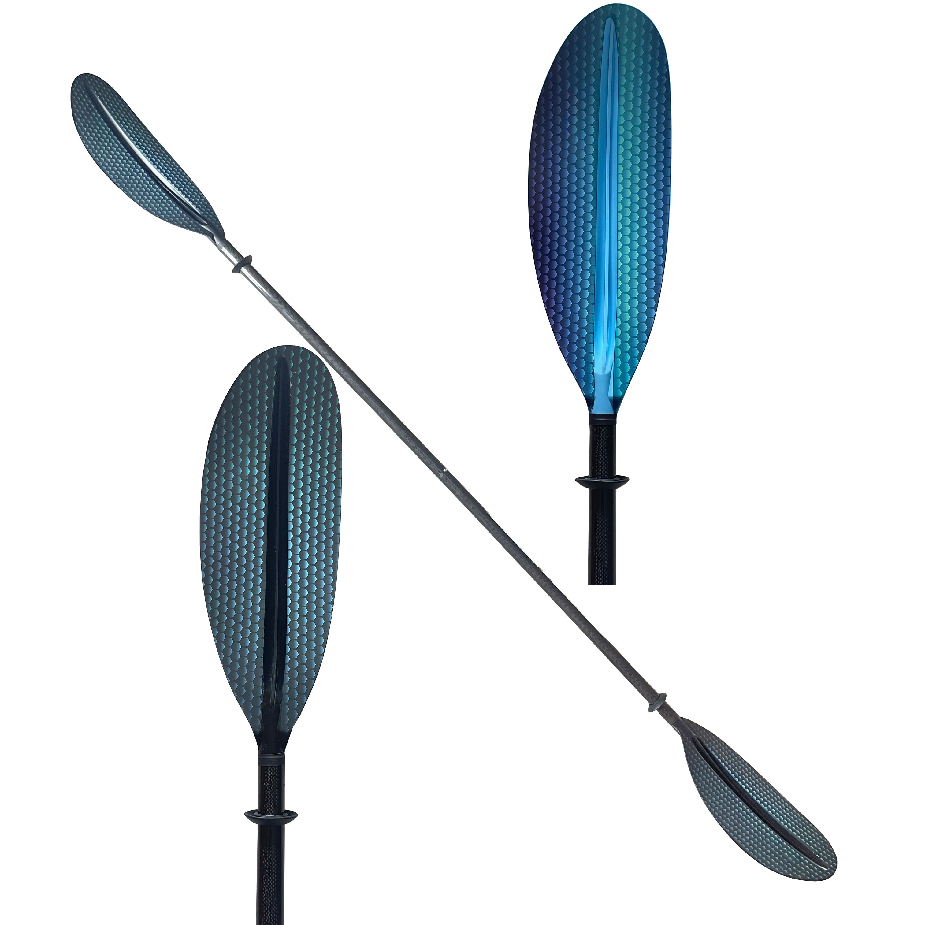 Carbon kayak paddle 2 pieces with carbon fiber shaft and fiberglass reinforced blade for kayak canoe or other boat