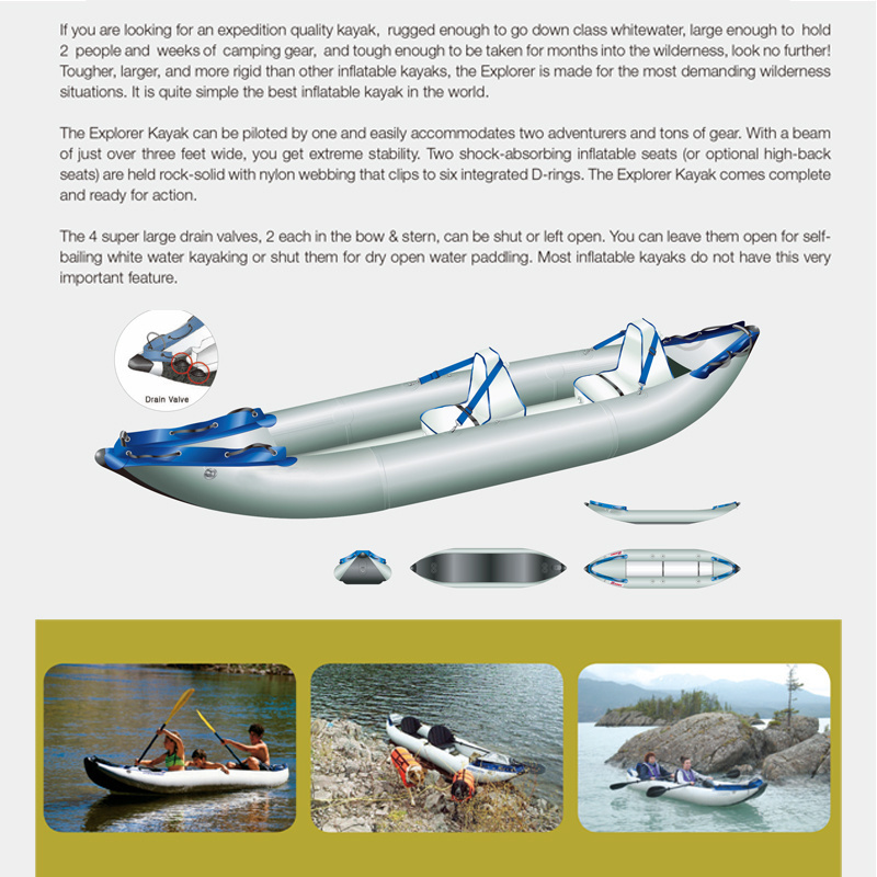 PF inflatable Kayak Factory one person single new fishing kayak boat for water sports