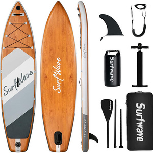 P.F. 11 ft High Performance fusion double layer Inflatable SUP Board with wood grain