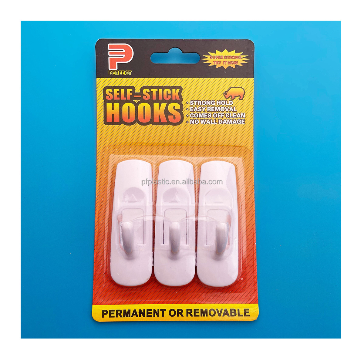 Removable no damage self adhesive plastic wall hooks