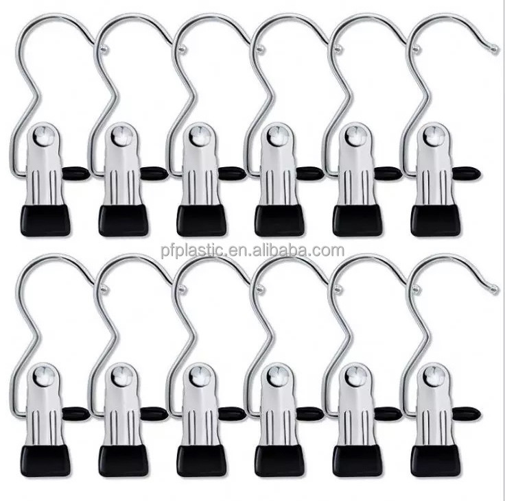 Laundry Hanging Hooks Clips Boot Hangers Holder Heavy Duty Stainless Steel Portable Travel Hanging Drying Clothes Pins