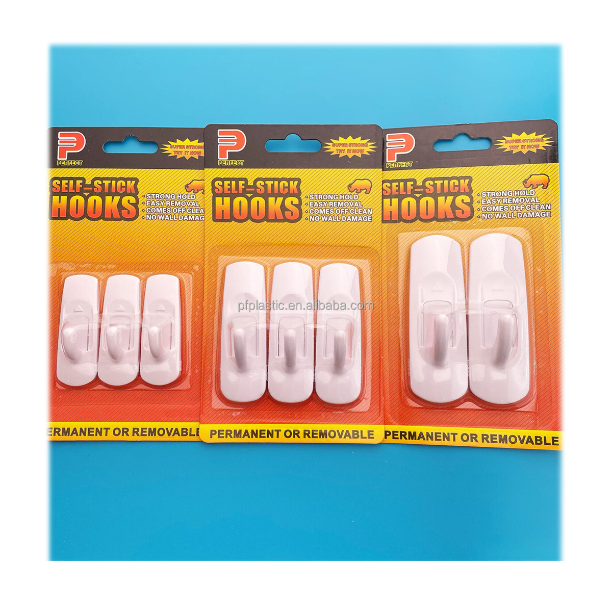 Removable no damage self adhesive plastic wall hooks