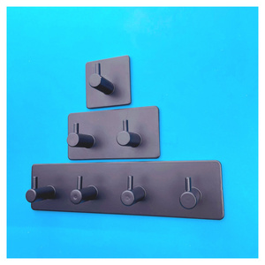 Self Adhesive Black Stainless Steel Wall Mounted Coat Hooks Rack Matte Black Towel Coat Hook