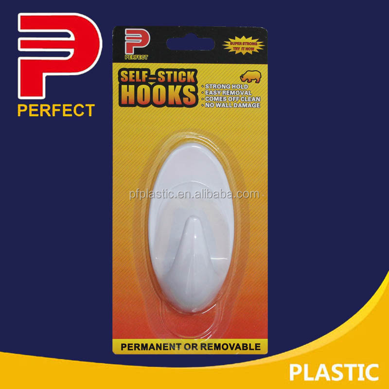 Strong Hold White Plastic Hook removable self adhesive