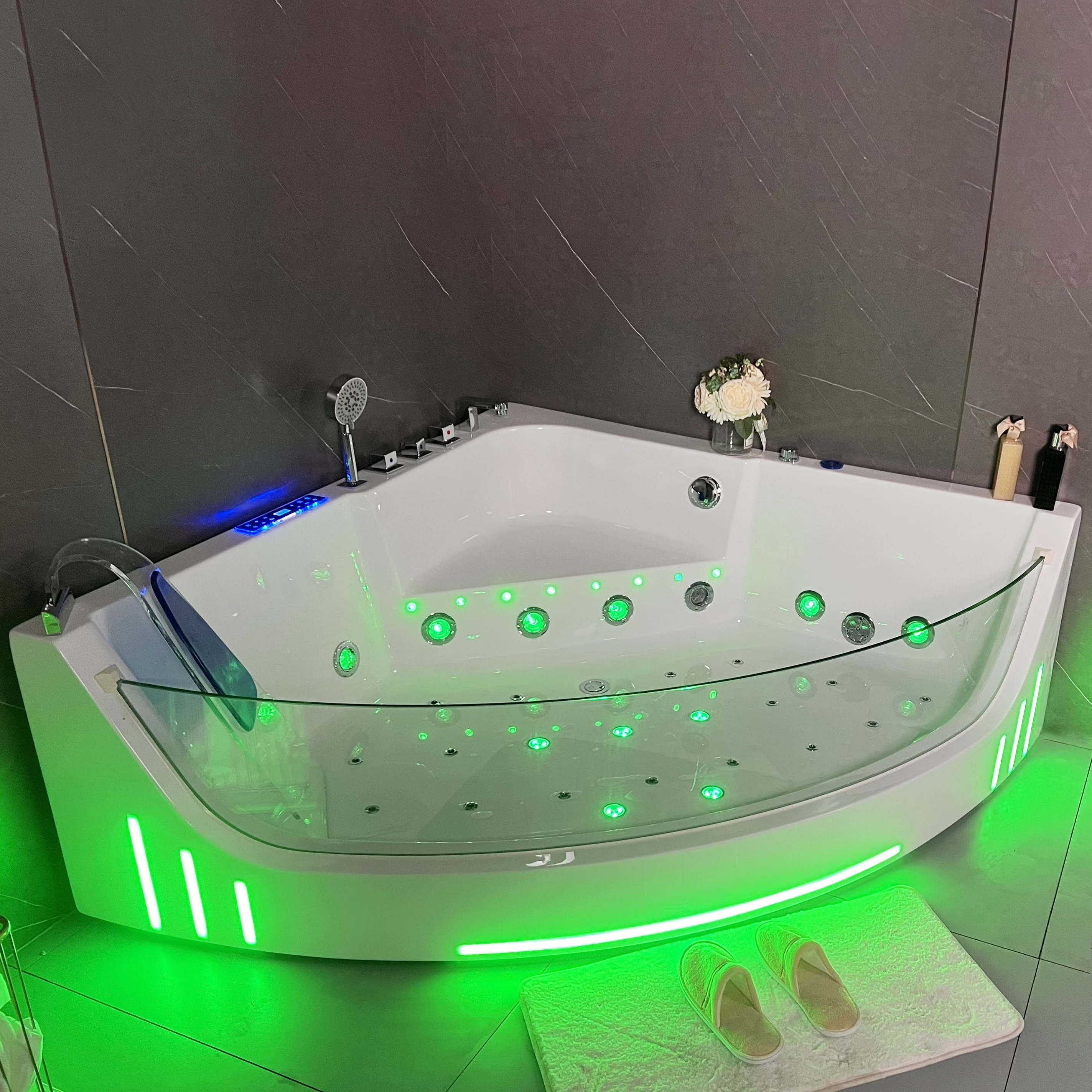 Corner Couples Whirlpools Bathtub,Bathroom Air Bubble Jets Acrylic Bathtubs Heart Round Shape Hydro Massage Hot Tub