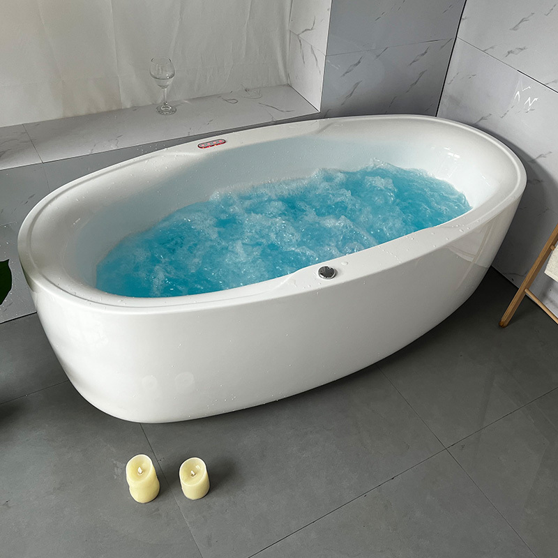 best seller acrylic bathlarge adults 2 person freestanding whirlpool soaking shower hydro air bubble jets massage tub