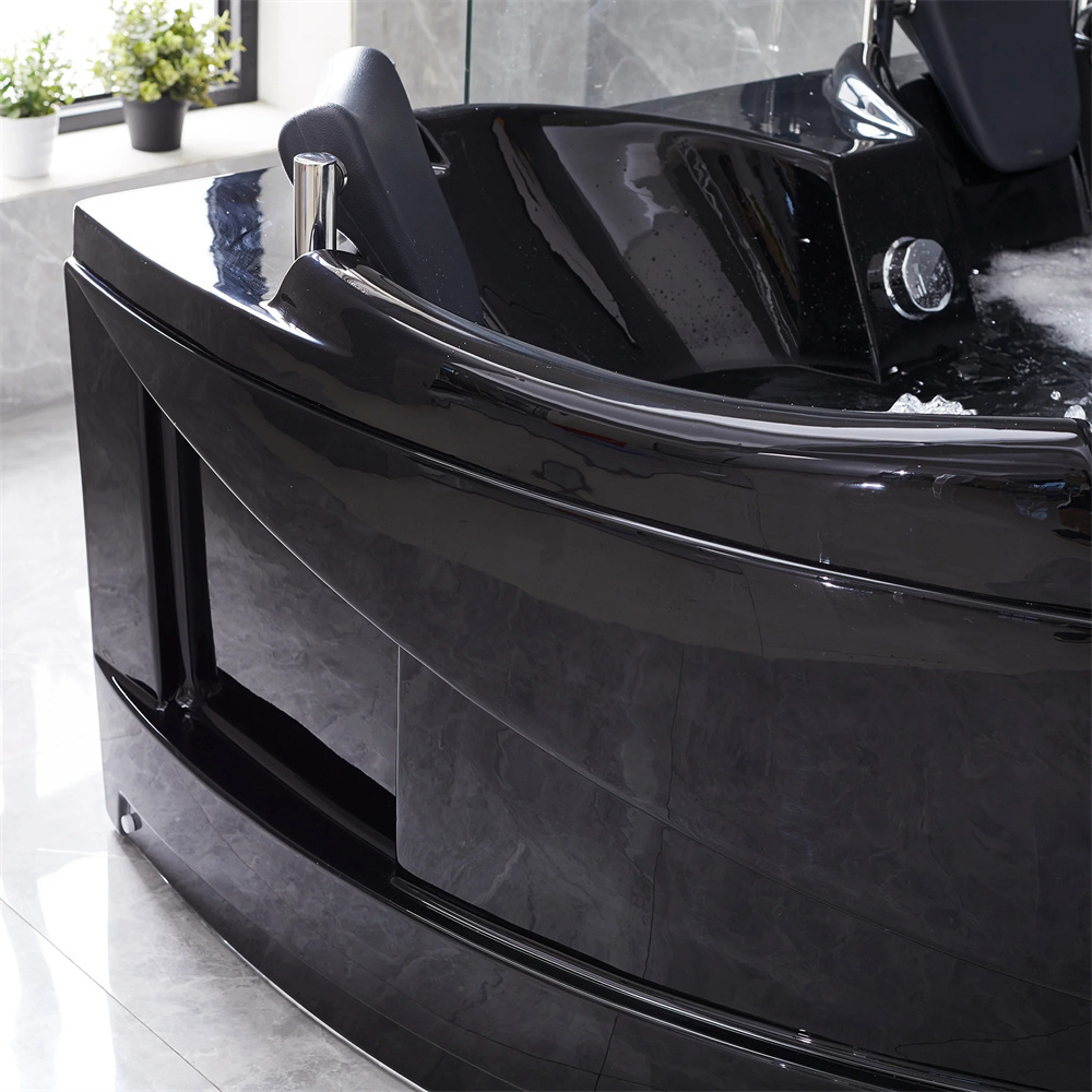 Black Sale Modern Indoor Glass Bath Prices Spa Massage Corner Multi Functional Acrylic Jacuzzier Hot Tub Bathtubs & Whirlpools