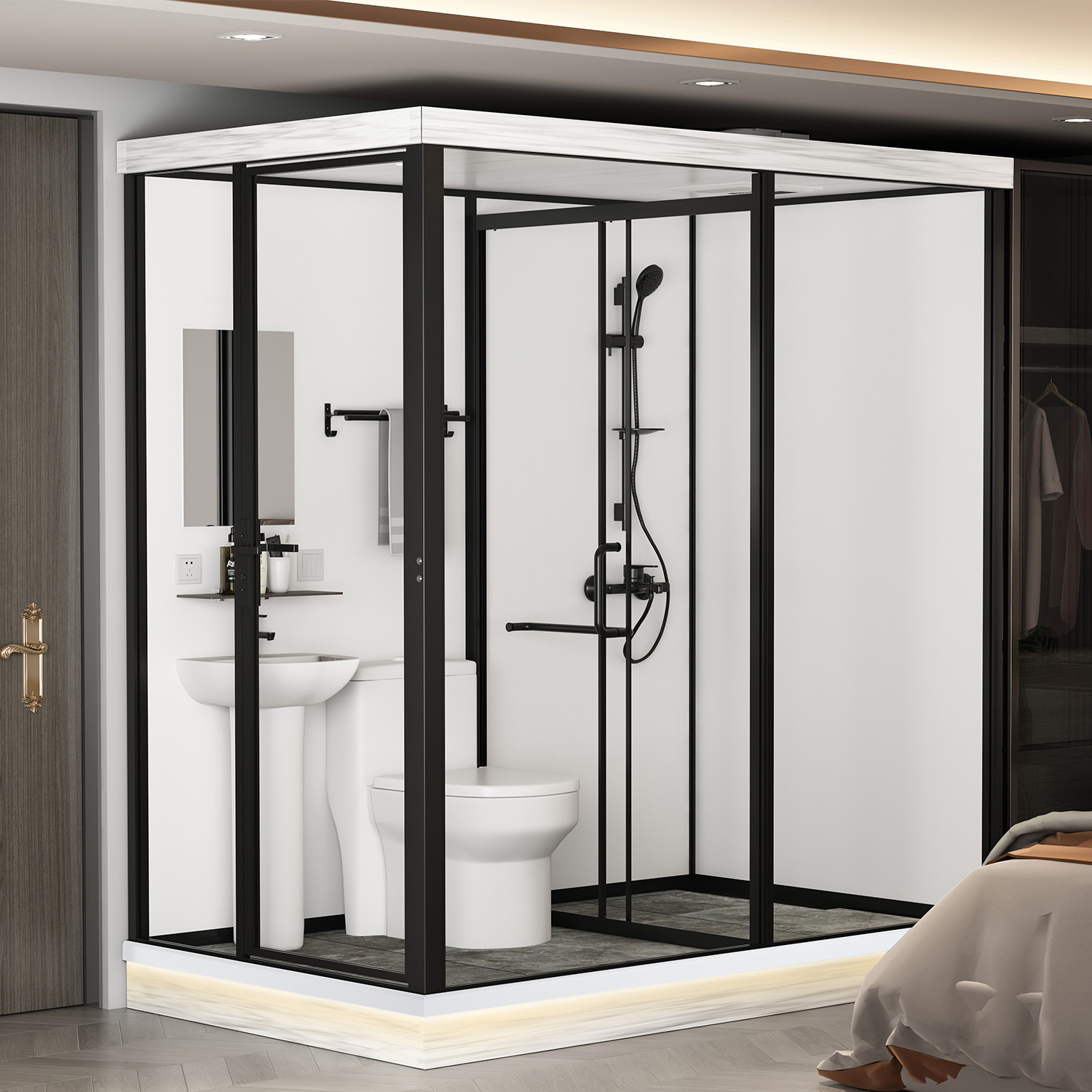 Indoor outdoor luxury all in one portable bathroom units kit bathroom shower room and toilet combo