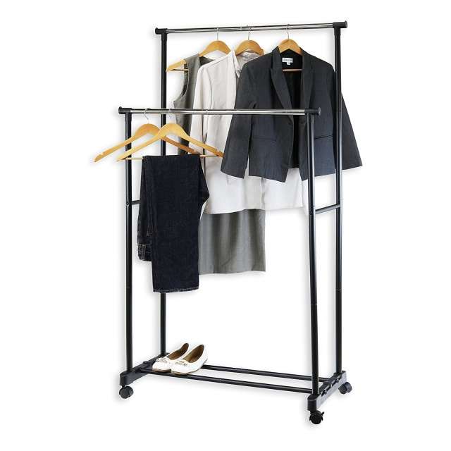 PF-3 Double Rod Portable Clothing Hanging Garment Rack Clothes stands and shoe racks