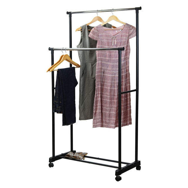 PF-3 Double Rod Portable Clothing Hanging Garment Rack Clothes stands and shoe racks