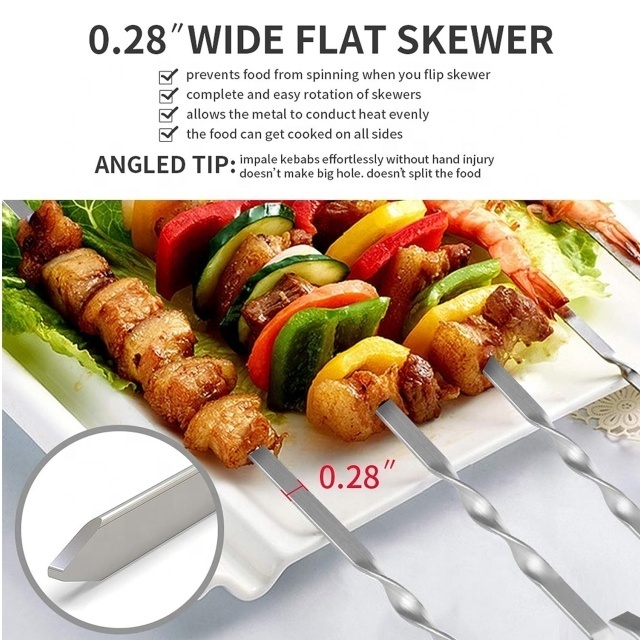 PERFECT Kabob Skewers for Grilling 8 Inch - BBQ Grill Grilling Accessories, Stainless Steel, Pack of 24