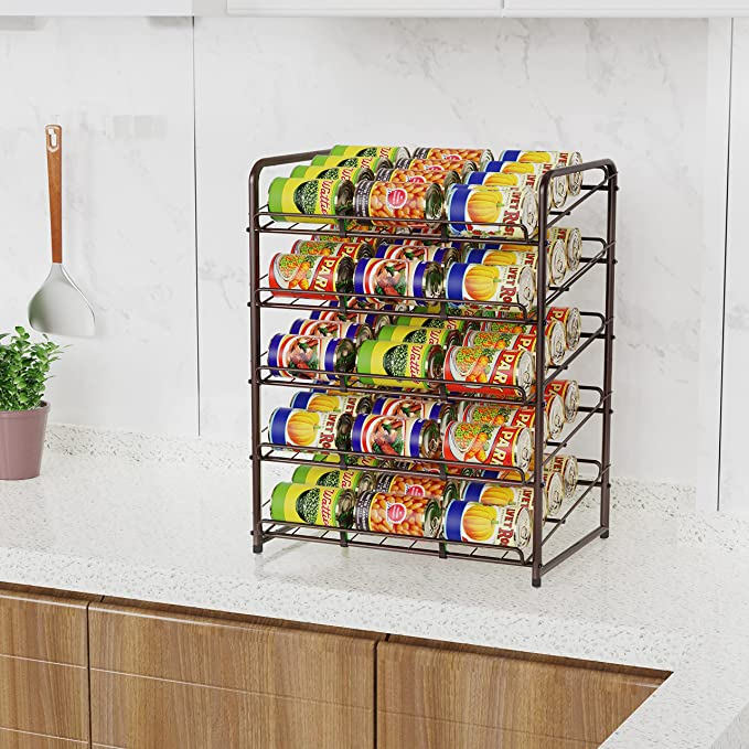 Factory Four-Layer Stackable Food Beverage Metal Can Rack Can Storage Shelf