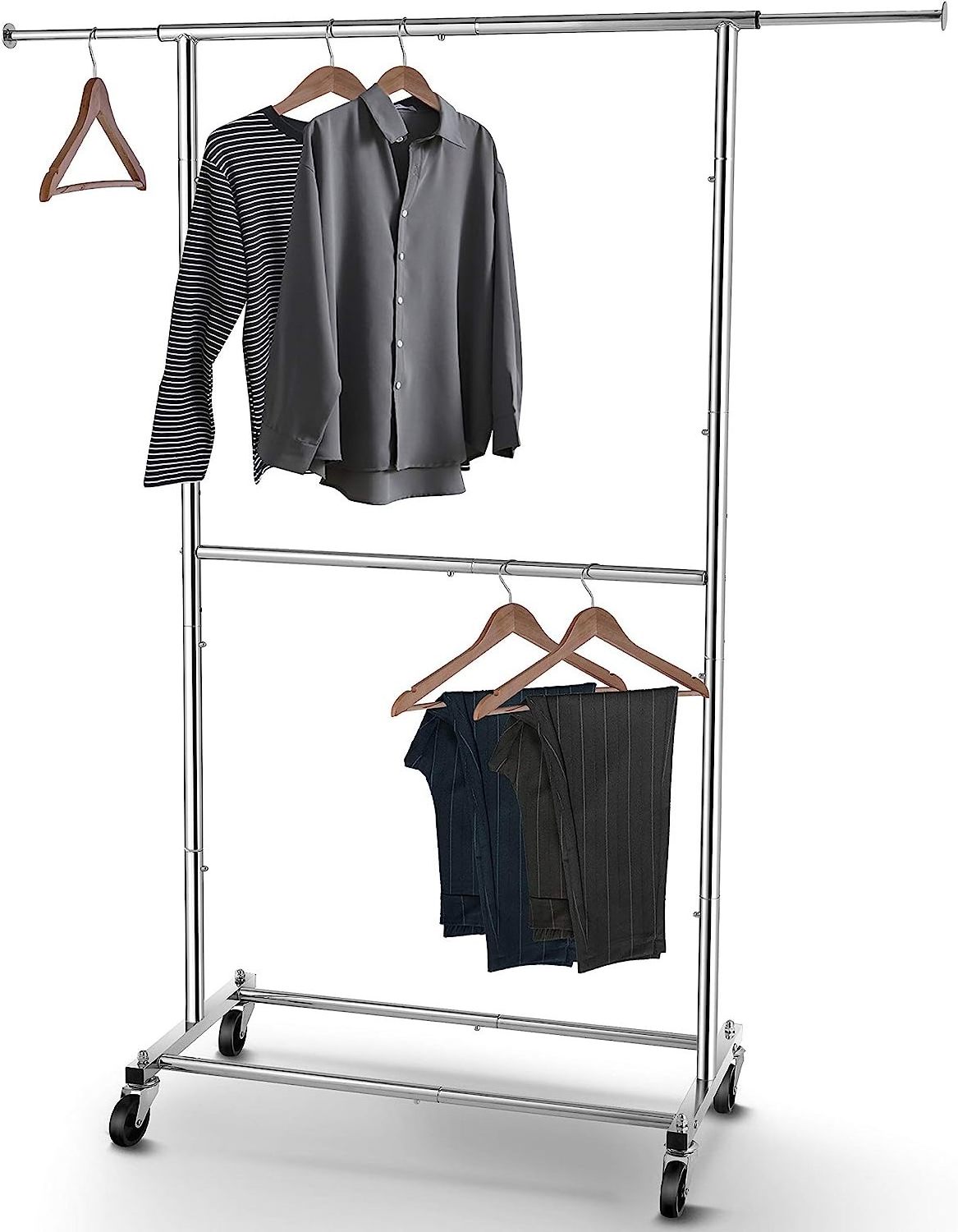 Large Metal Garment Display Coated Rack Clothes Drying Rack With Shoe Rack