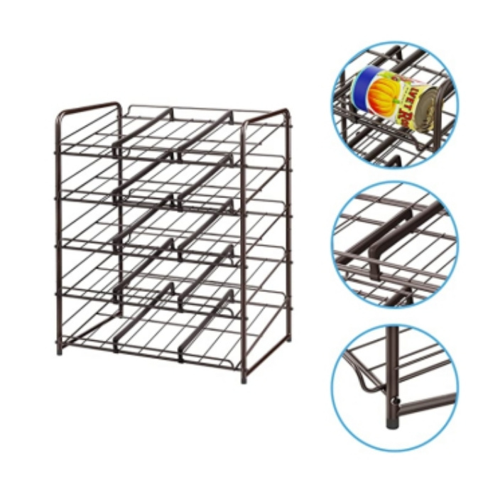 Factory Four-Layer Stackable Food Beverage Metal Can Rack Can Storage Shelf