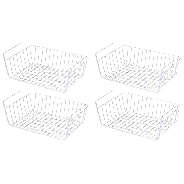 Under Shelf Basket,Slides Under Shelves for Storage,Space Saving for Kitchen Counter Pantry Desk Bookshelf Cupboard, White