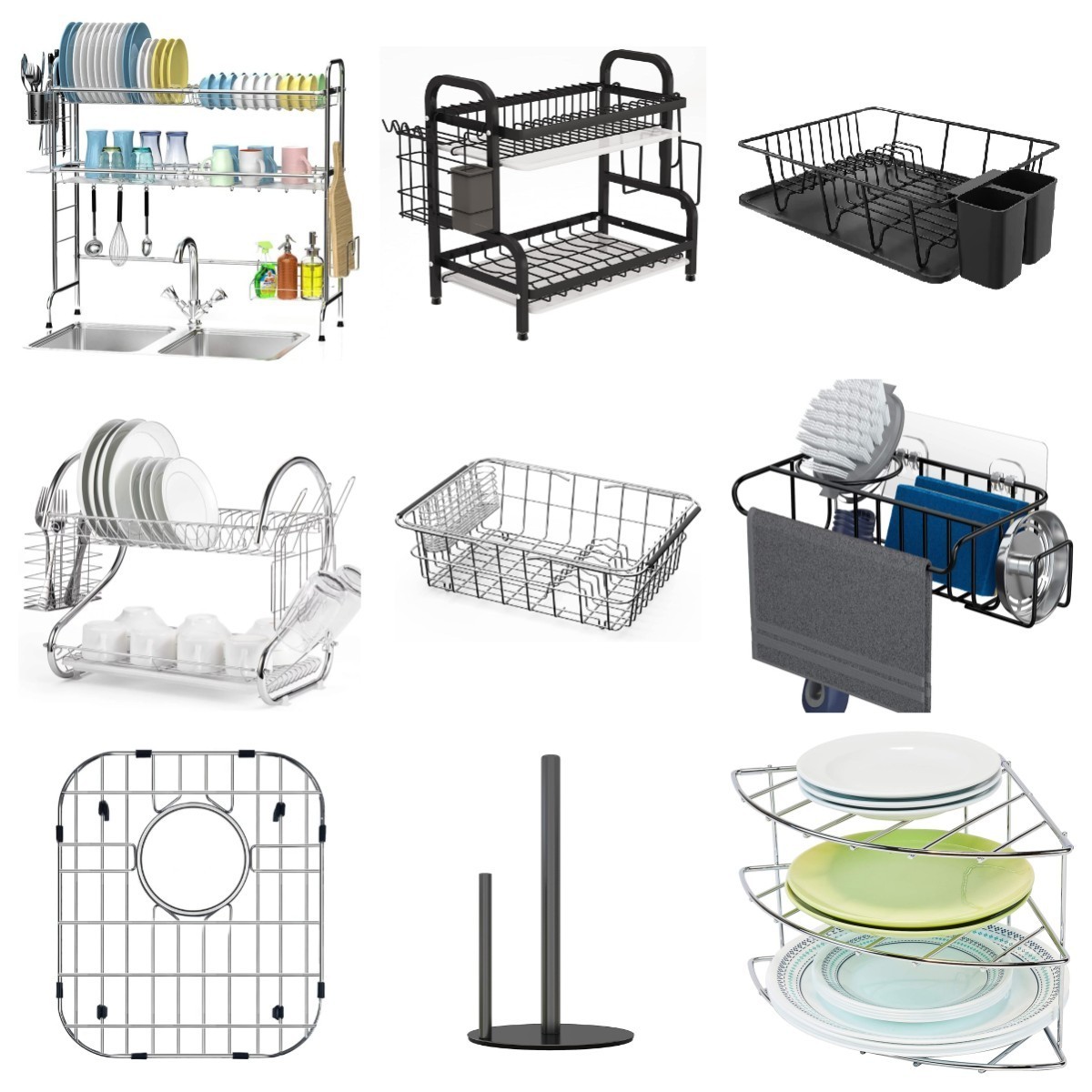 Kitchen Dish Racks Stainless Steel 3 Tier Wire Dish Drying Racks Table Storage Dish Rack 3 Tier