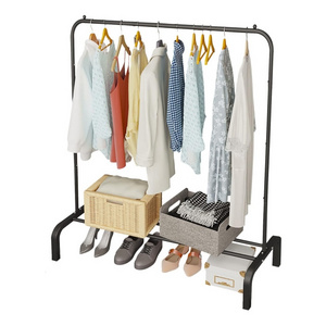 PF-091905 Metal Clothing Rack, 43.3 Inches Garment Rack with Bottom Shelf for Hanging Clothes, Coats, Skirts, Black