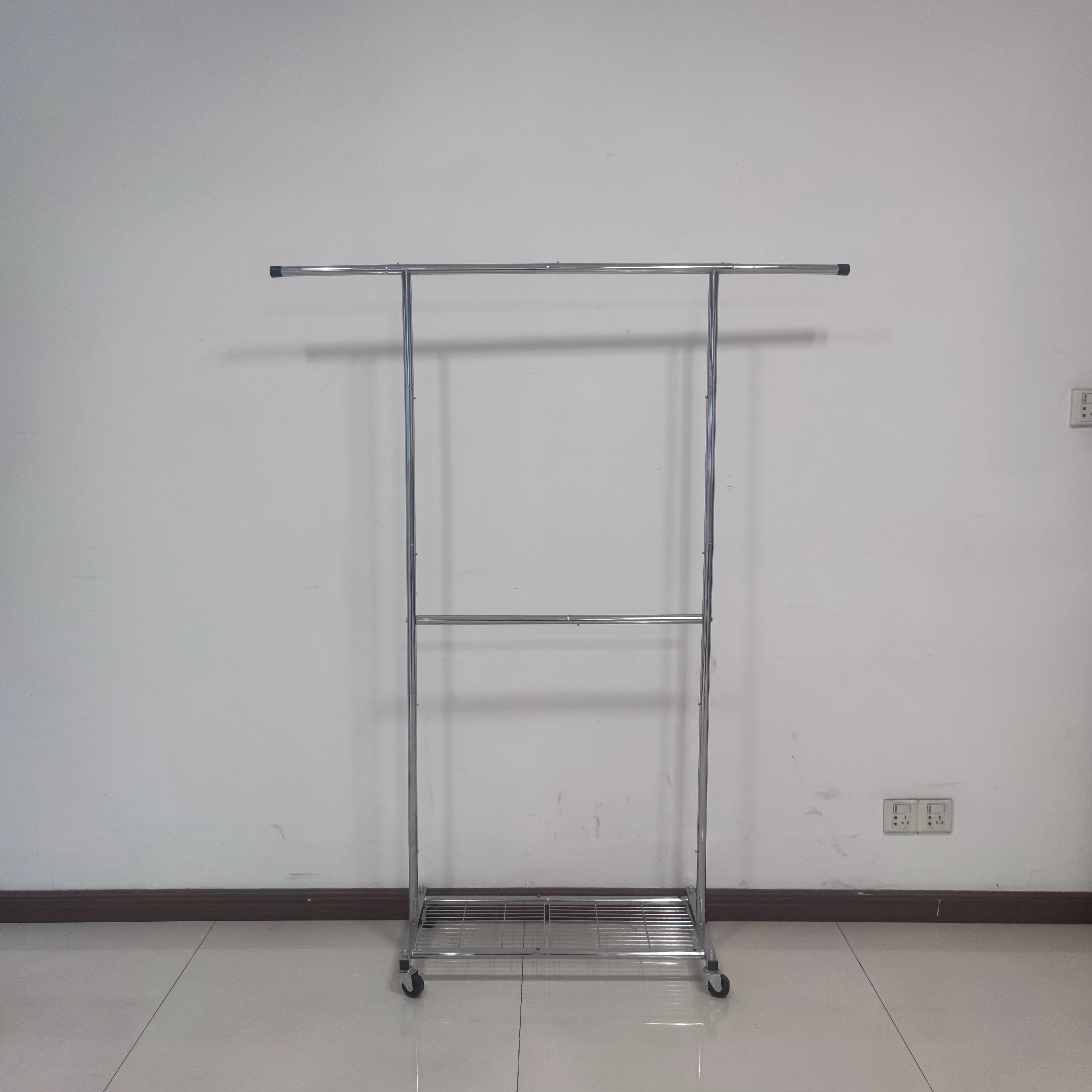 Simple Houseware Foldable Standard Rod Garment Drying Rack Portatle Clothes Rack With Wheel For Living Room