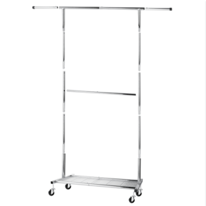 Simple Houseware Foldable Standard Rod Garment Drying Rack Portatle Clothes Rack With Wheel For Living Room