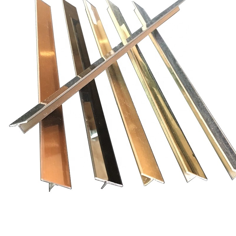 Custom 304 Stainless Steel T-Shaped Metal Trim Profile Modern Design Flexible Carpet Floor Trim for Tiles