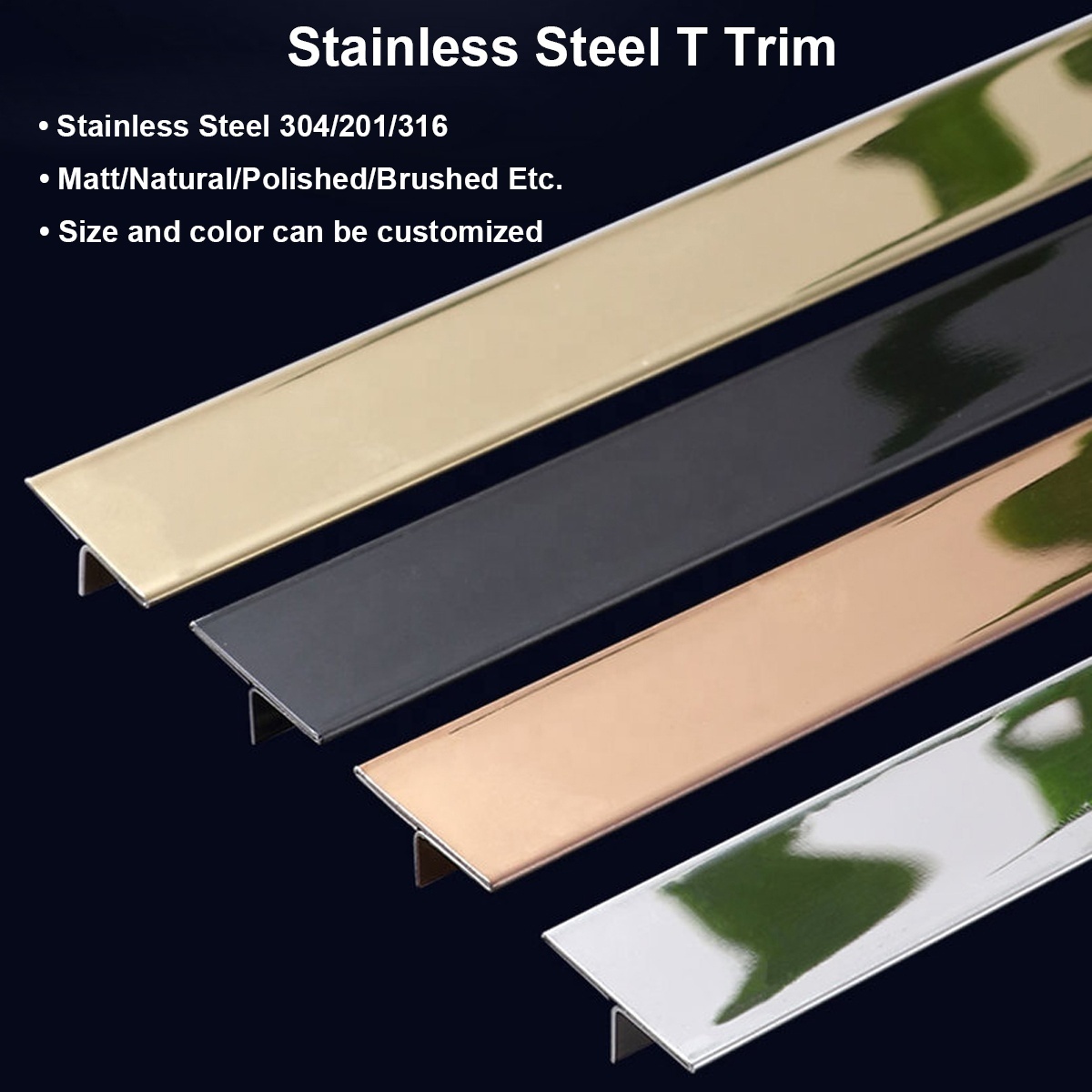 Factory Price 304 Stainless Steel L Shaped Flexible Decorative Metal Edge Trim For Plywood