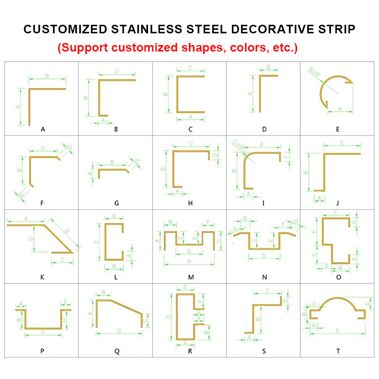 Square Profile Flooring Accessories Strips Stainless Steel Decorative U Shape Stainless Steel Edge Trim