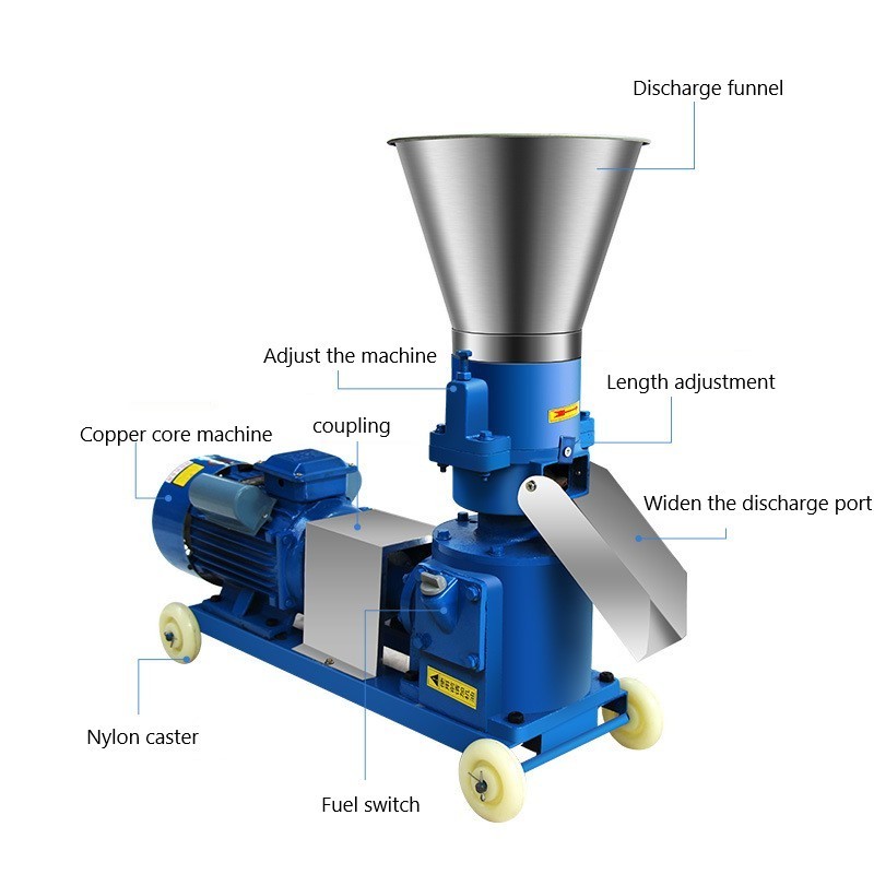 Chicken, duck and fish feed pellet machine Multi-purpose soybean residue and wheat bran granulator dry and wet farming equipment