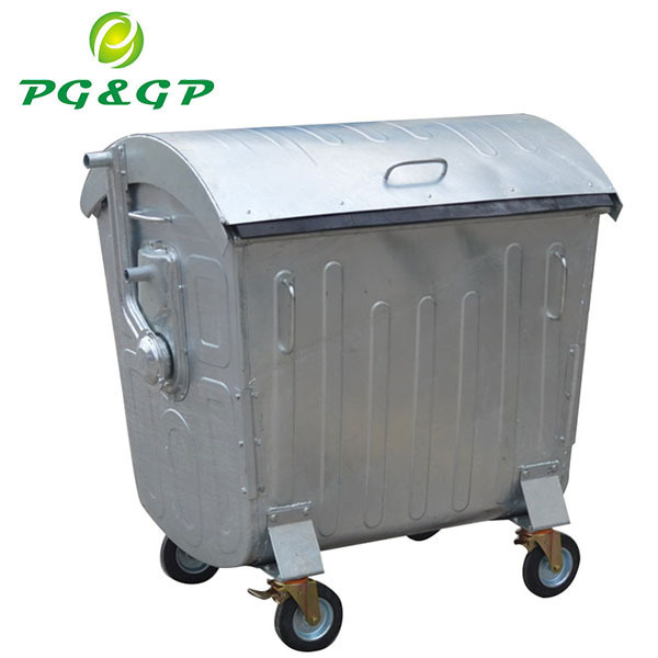 1100L Galvanized Bin Metal Garbage Container 1100 Litres With Wheels